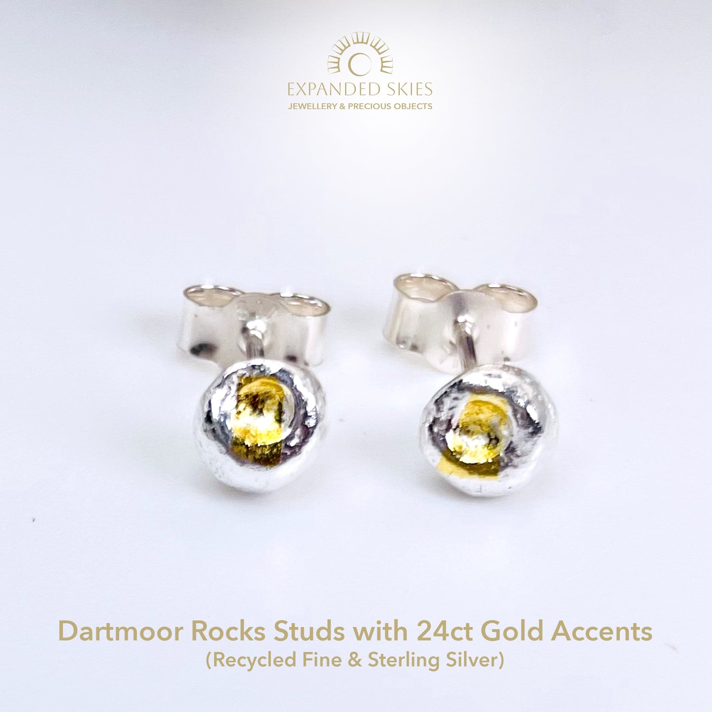 Dartmoor Rocks Studs with 24ct Gold Accents