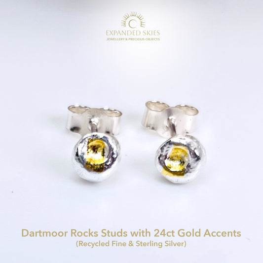 Dartmoor Rocks Studs with 24ct Gold Accents