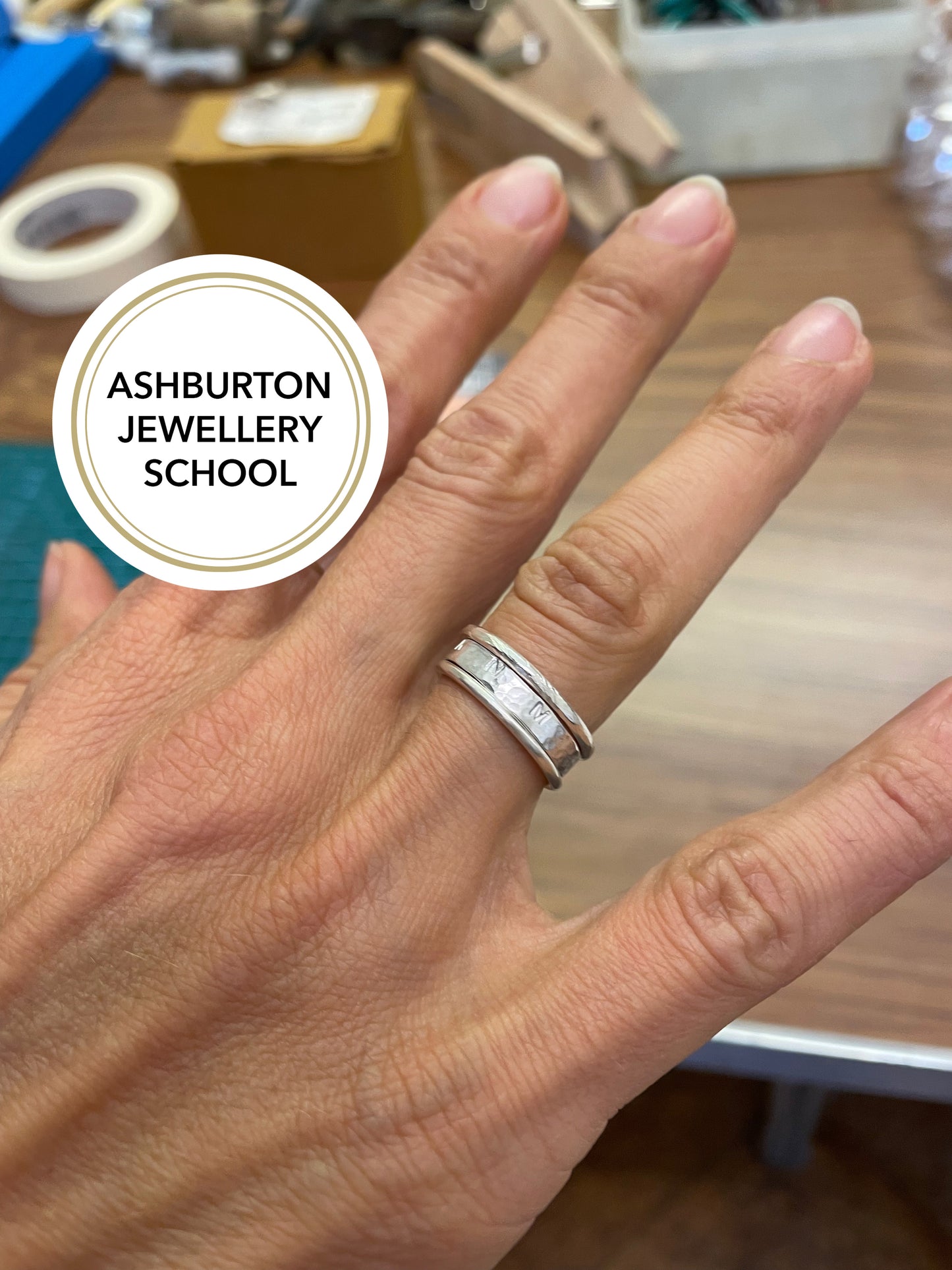 Ashburton Jewellery School, Make Three Silver Stacking Rings with textures, designs and stamps