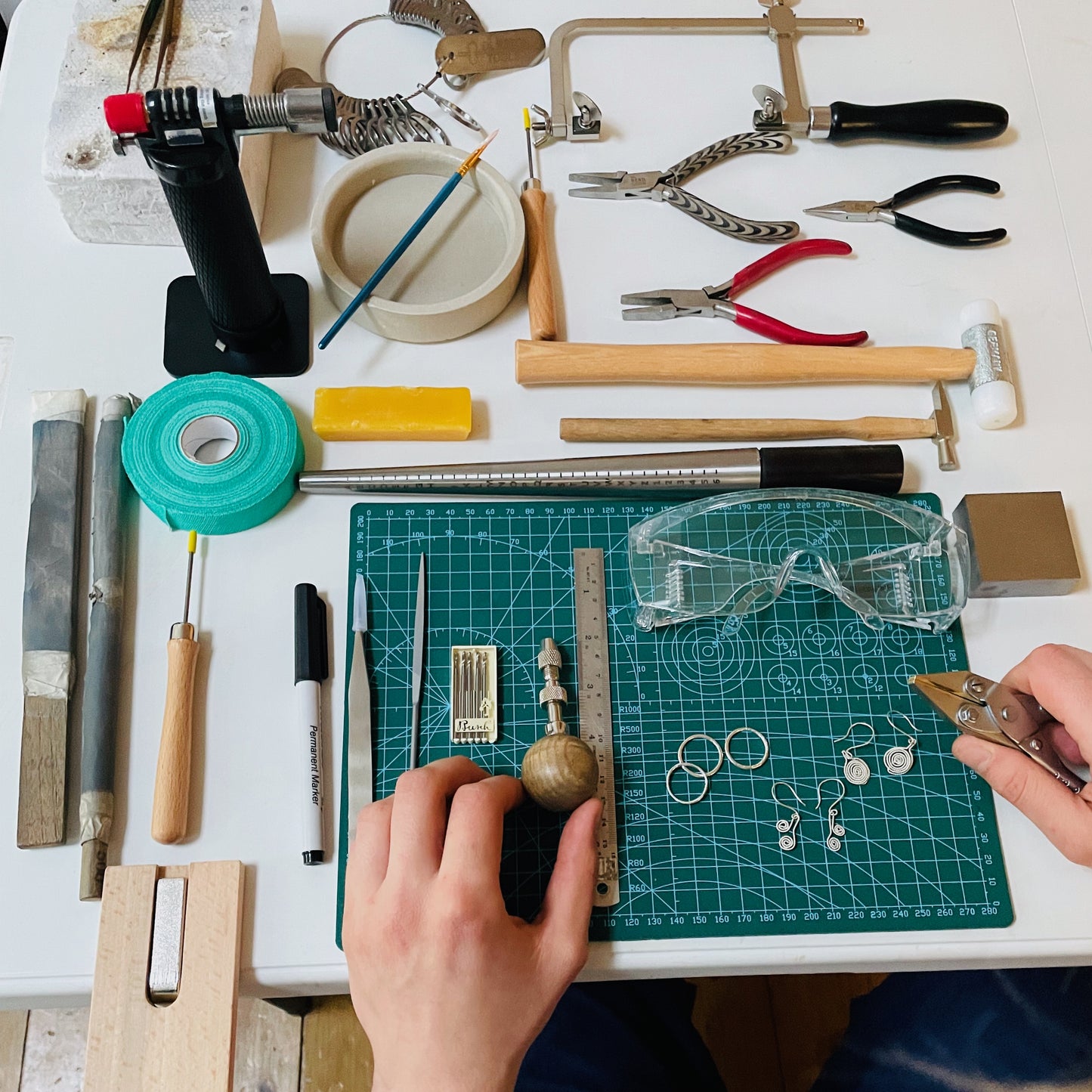 Ashburton Jewellery School Ring and earring making workshop tools