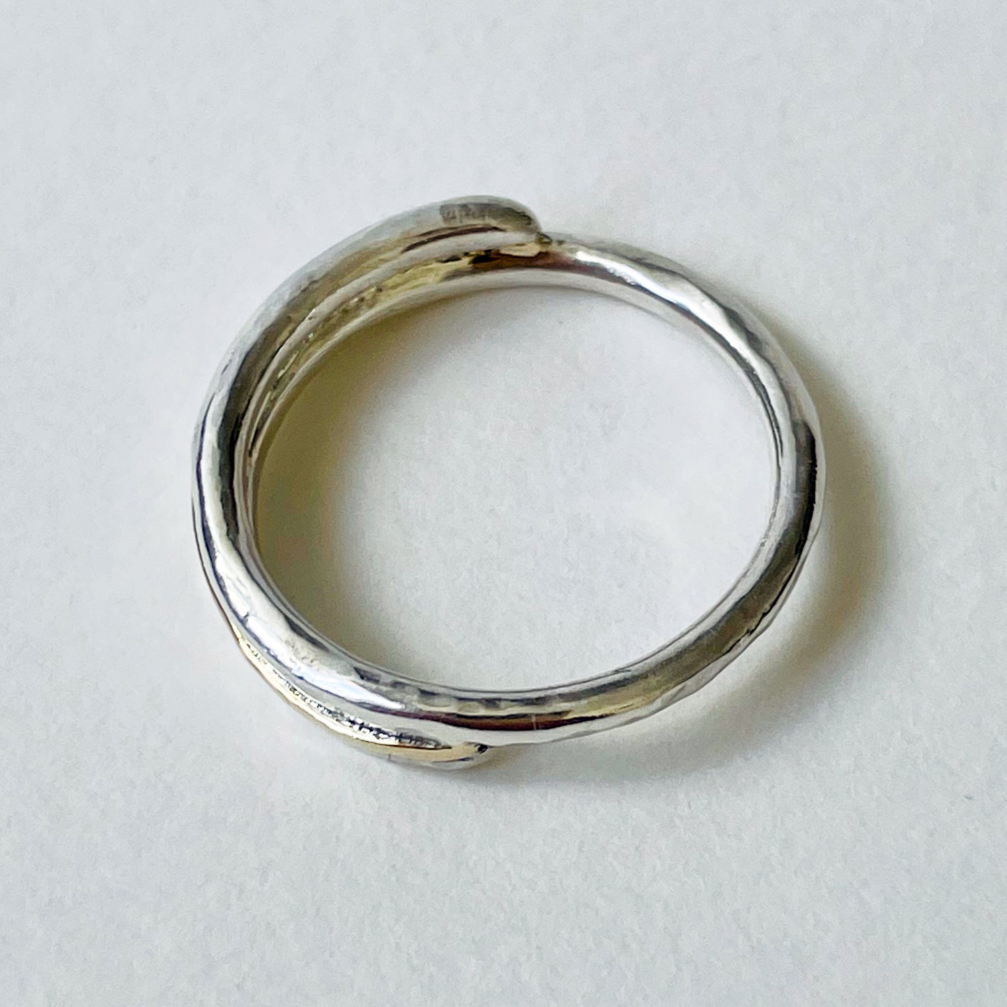 Dartmoor Dart Valley Hammered Ring, inlaid with 9ct Gold