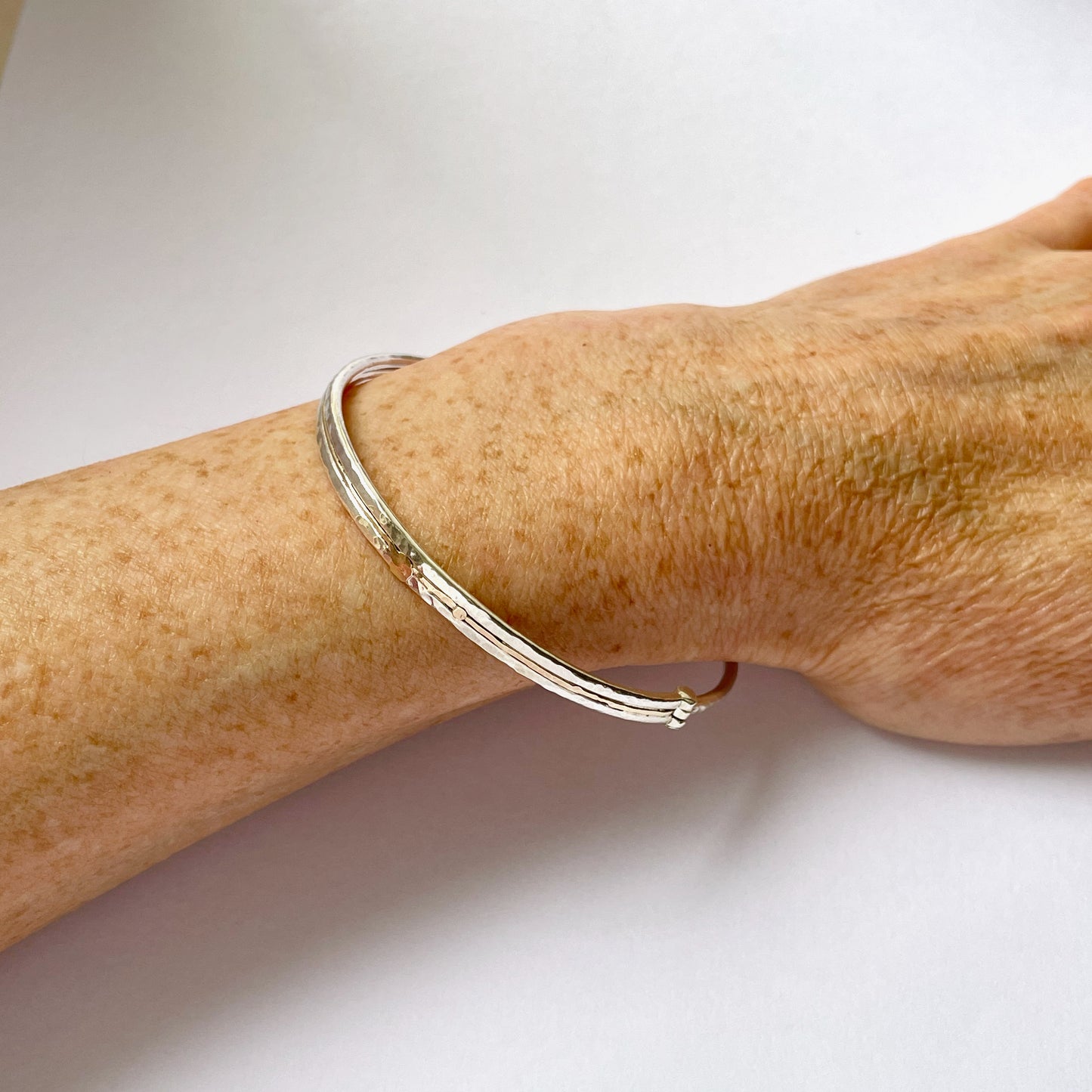 Sapphire Heart Charm Bangle in Sterling Silver & 9ct Gold