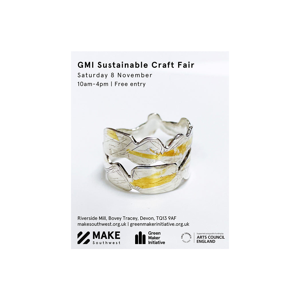 Green Maker Initiative Craft Fair at MAKE Southwest, in Bovey Tracey poster 8 November 2025 - Expanded Skies Bone Tor Ring, in recycled silver and gold