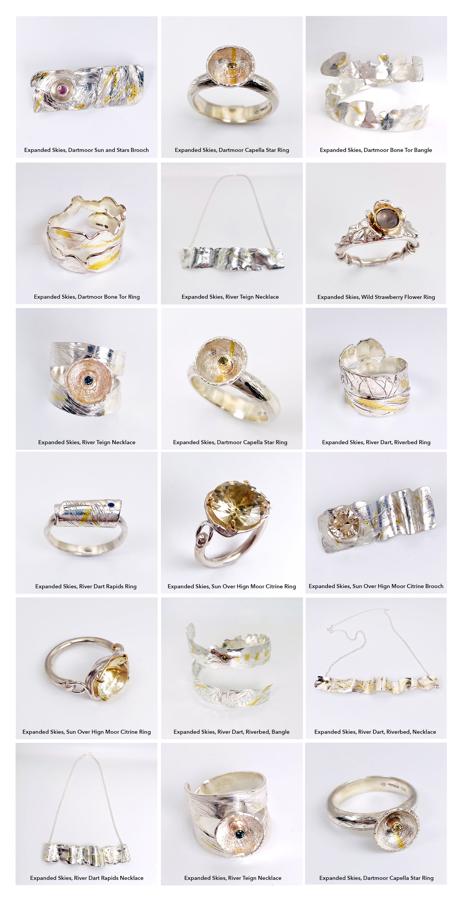 Expanded Skies Dartmoor Rivers and Tors Jewellery Collection for MAKE Southwest's Retail Gallery, Bovey Tracey