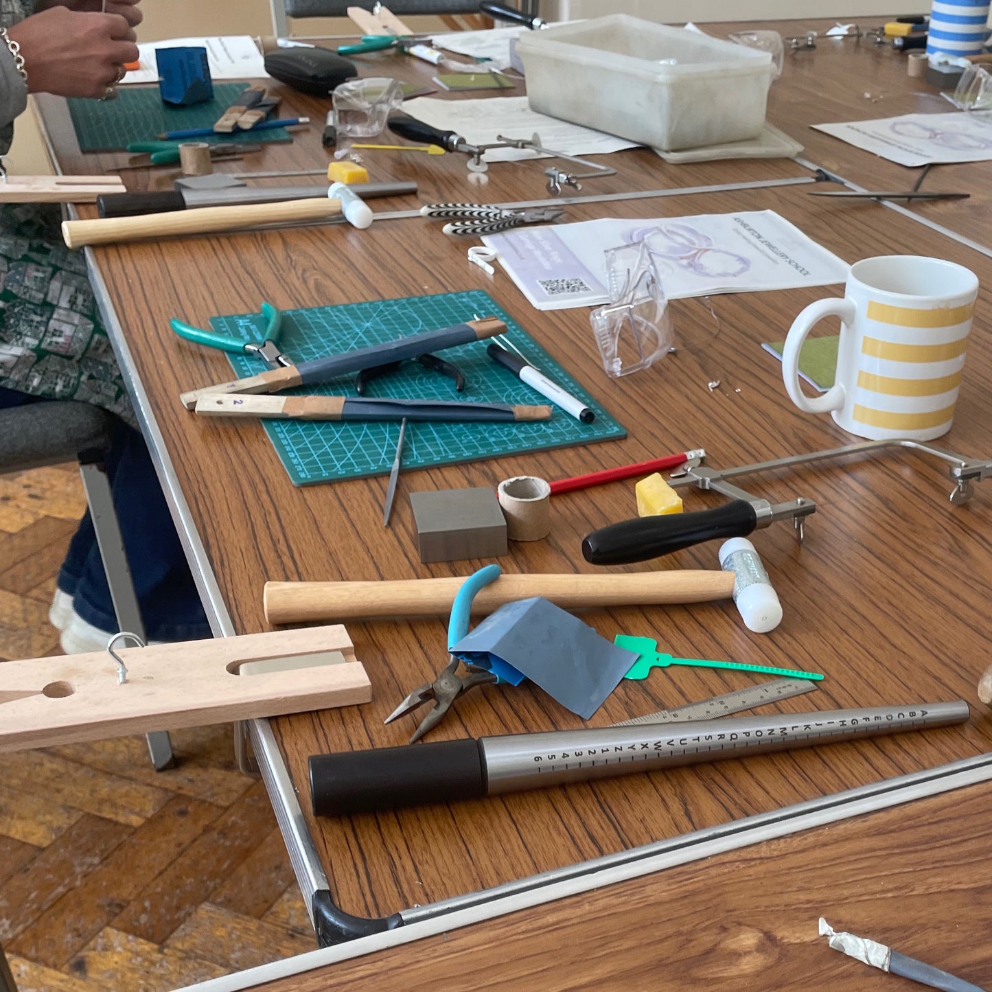 6 December 2025 Ashburton Jewellery School - Make Three Sterling Silver Stacking Rings. Picture of workshop room at St Lawrence Chapel, Ashburton, Devon, UK.