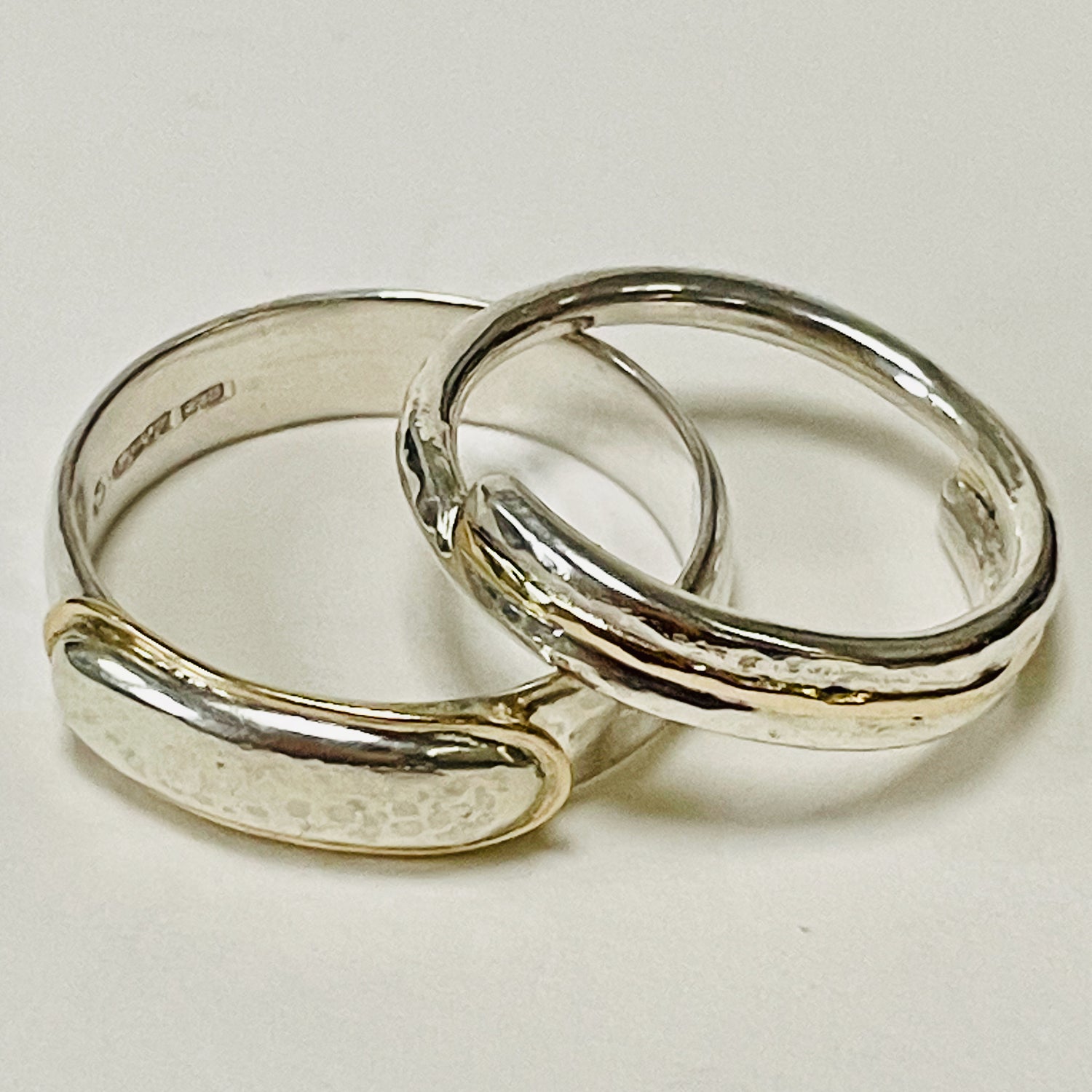 Dartmoor High Tor and Dartmoor Dart Valley Rings, recycled sterling silver with 9ct gold