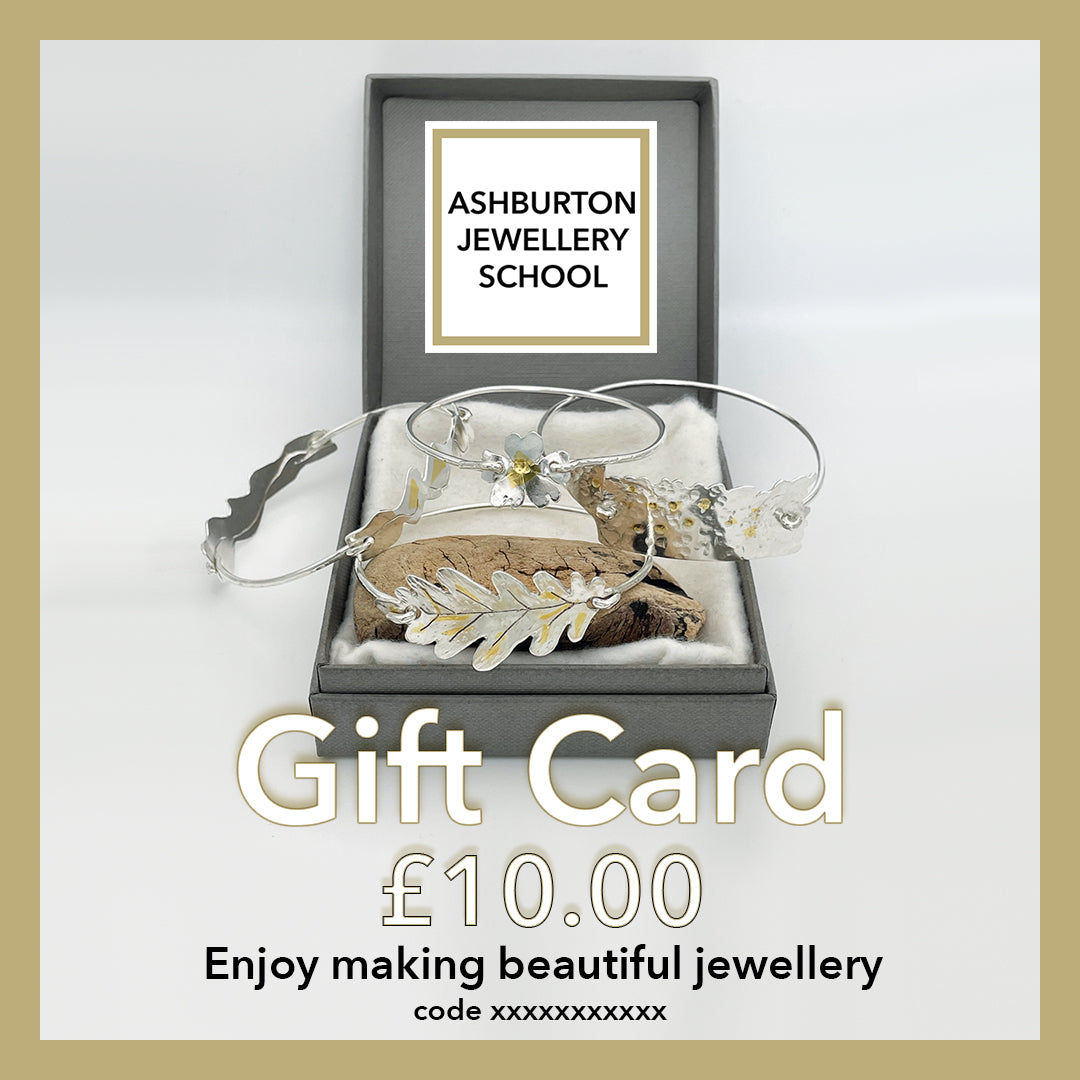 £10.00 Gift card for Ashburton Jewellery School with jewellery in a box on a white background
