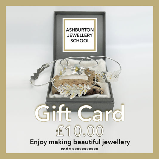 £10.00 Gift card for Ashburton Jewellery School with jewellery in a box on a white background
