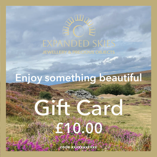 Expanded Skies 10 pounds Gift Card with a picture of Dartmoor heather and gorse 