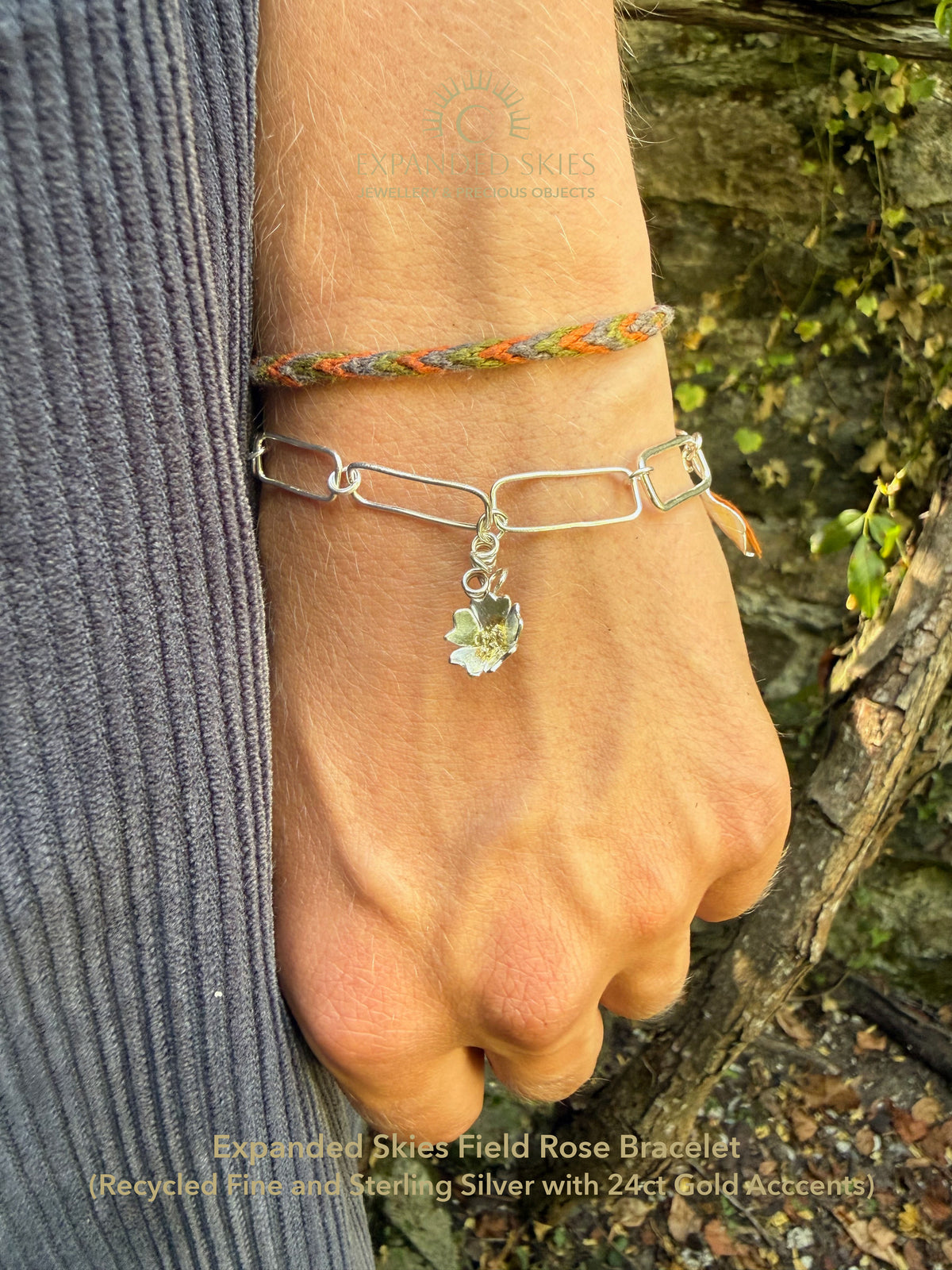 Expanded Skies Field Rose Bracelet with 24ct Gold Accents