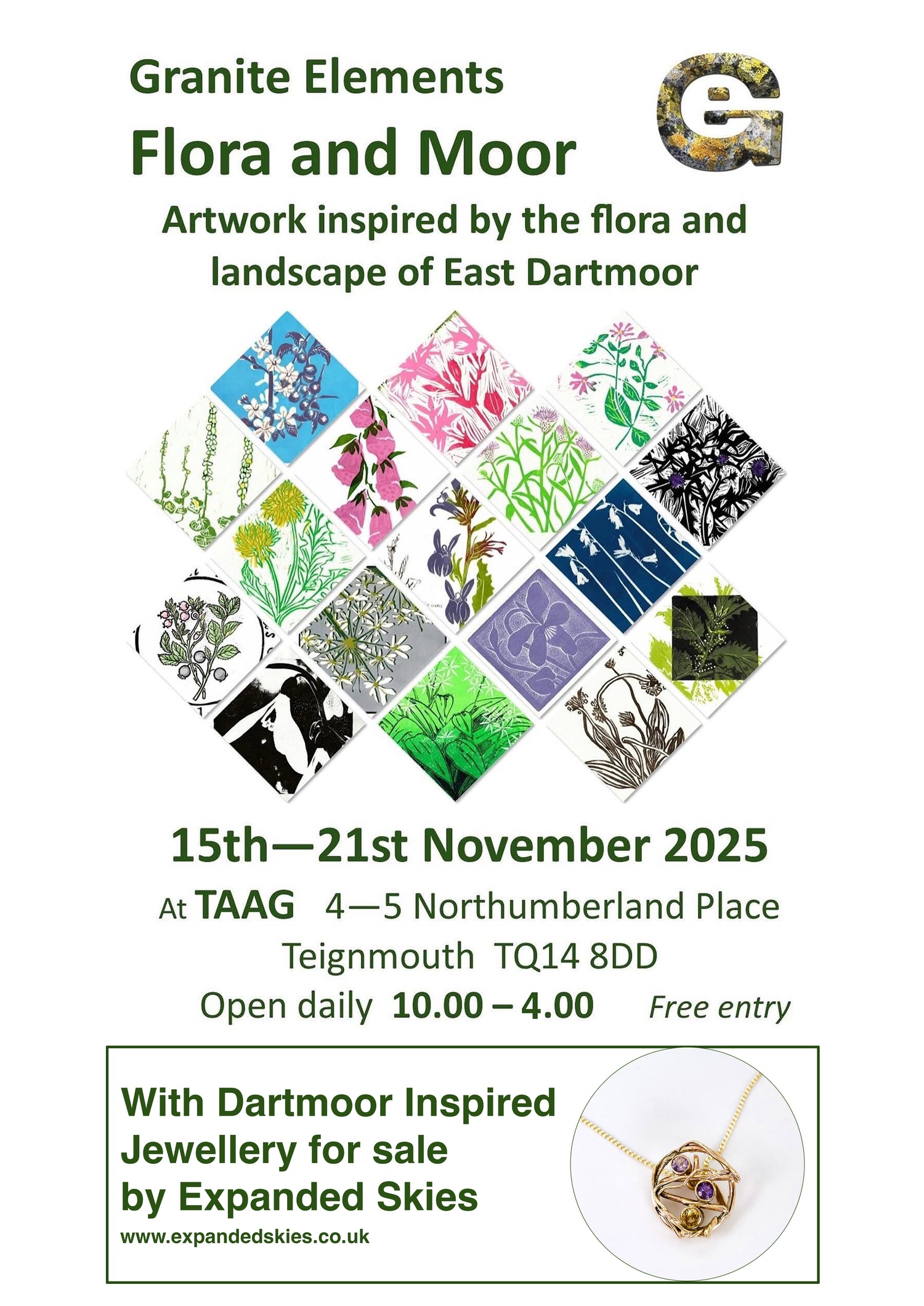 Granite Elements exhibition, ‘Flora and Moor’! Hosted by the beautiful exhibition space at TAAG gallery in Teignmouth 15th-21st November 2025
