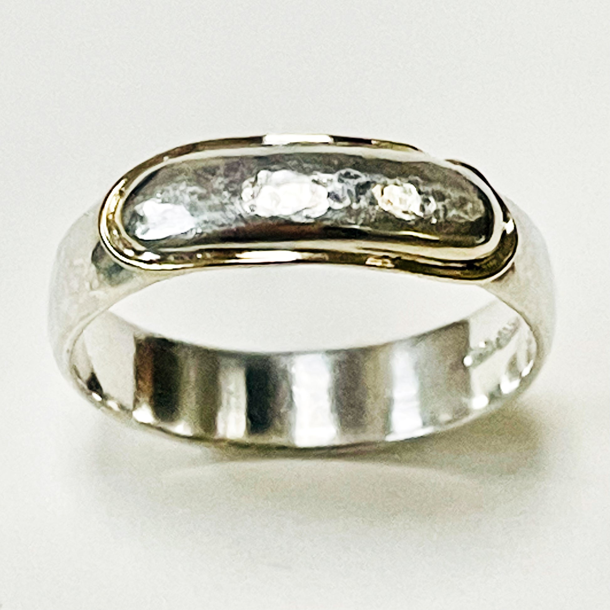 Expanded Skies The Dartmoor High Tor Hammered Ring inlaid with 9ct gold 