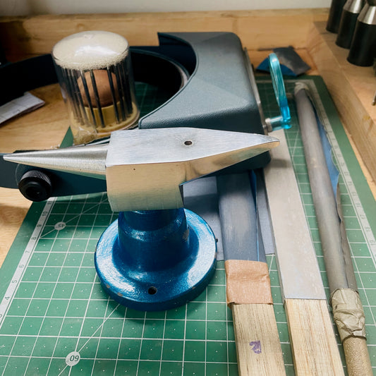 Ashburton Jewellery School one to one workshops anvil and sanding sticks